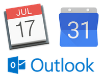 Application icons for Google Calendar, Apple Calendar and Microsoft Outlook